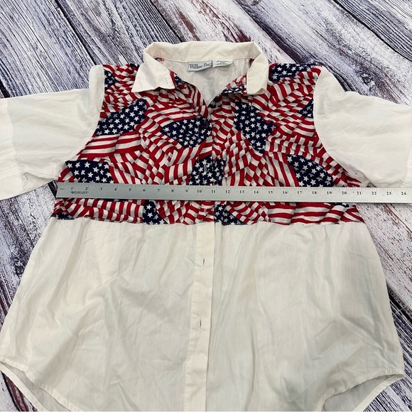 Vintage Willow Bay Patriotic Flag Wide Sleeve Button Down Shirt​ - Picture 6 of 7